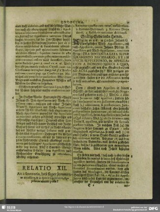 Relatio XII. An à sententia, lata super juramento necessario, & specie suppletorio, Appellatio admitti possit?