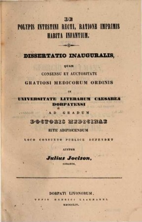 De polypis intestini recti, ratione imprimis habita infantium : Diss. inaug.