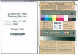 Entnazifizierung Theo Seeger , geb. 15.04.1915 (Elektriker)