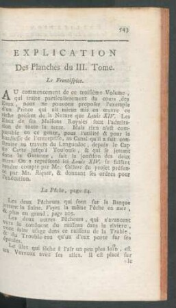 Explication Des Planches du III. Tome.