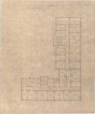 Fischer, Theodor; Innsbruck (Österreich); Hotel Europa, Erweiterung - Grundriss 3. OG