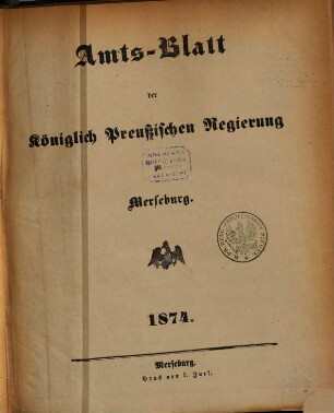 Amtsblatt der Regierung zu Merseburg. 1874, 1874
