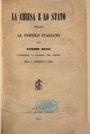 La Chiesa e lo Stato innanzi al popolo italiano
