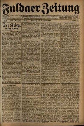 Zweite Ausgabe vom Samstag, den 09. Januar 1915.