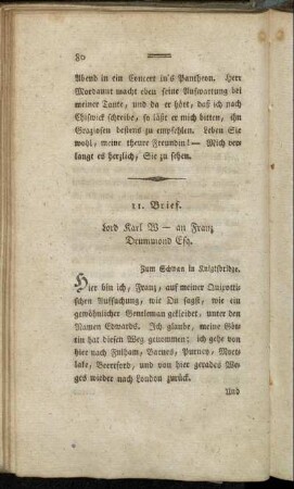 11. Brief. Lord Karl W - an Franz Drummond Esq. - 13. Brief. Elisa W - an Miß Nathersdale.