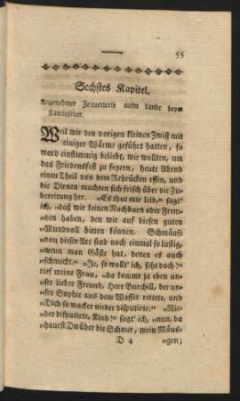 Sechstes Kapitel. Angenehmer Zeitvertreibe aufm Lande beym Kaminfeuer.