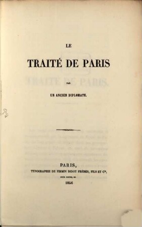 Le traité de Paris
