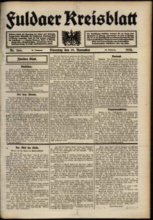Zweite Ausgabe vom Dienstag, den 19. November 1912.