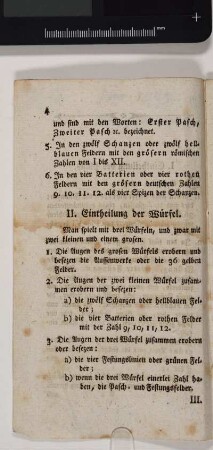 II. Eintheilung der Würfel.