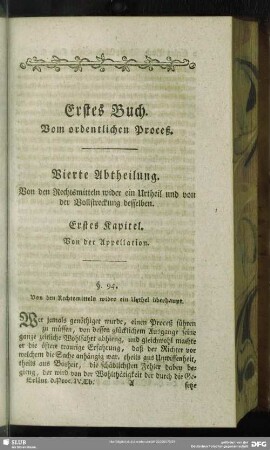 Erstes Buch. Vom ordentlichen Proceß