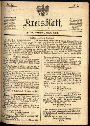 Ausgabe vom Samstag, den 20. April 1872.