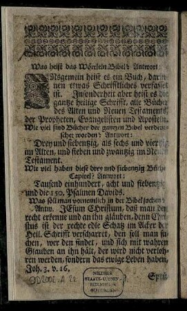 Was heist das Wörtlein Bibel: Antwort: