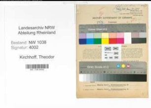 Entnazifizierung Theodor Kirchhoff , geb. 17.12.1902 (Bankbeamter)