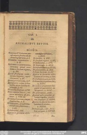 Cap. I. de Animalibus Brutis.
