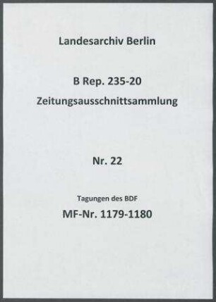 Tagungen des BDF