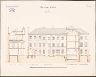 Regierungsgebäude, Aachen: Aufriss Querschnitt 1:100