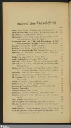 Inserenten-Verzeichnis
