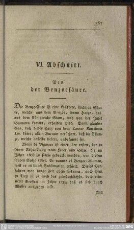 VI. Abschnitt Von der Benzoesäure