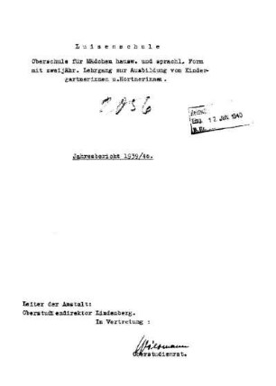 1939/40: Jahresbericht ... - 1939/40