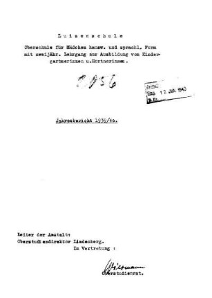 1939/40: Jahresbericht ... - 1939/40