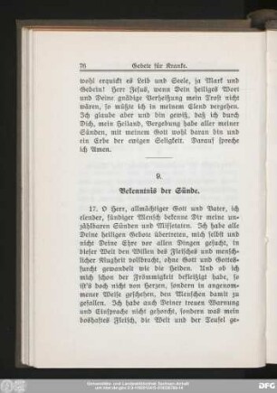 9. Bekenntnis der Sünde.