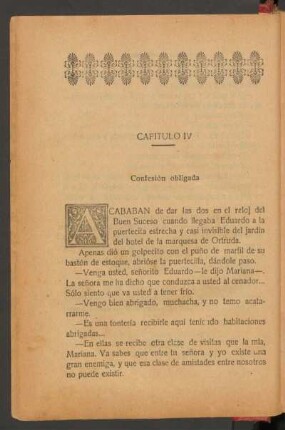 Capítulo IV - Confesión obligada