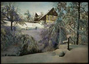 Langenhennersdorf : Langenhennersdorf. Blick auf ein Gehöft. Winteraufnahme