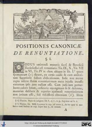 Positiones Canonicae De Renuntiatione.