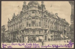 Ansichtskarte Café Friedrichshof, „Friedrichstrasse Ecke Kochstrasse“