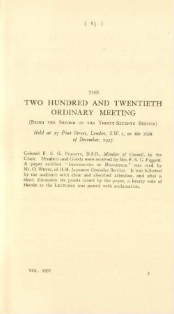 The two hundred and twentieth ordinary meeting
