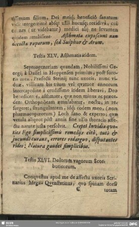 Testis XLVI. Dolorum vagorum Scorbuticorum