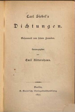 Carl Siebel's Dichtungen
