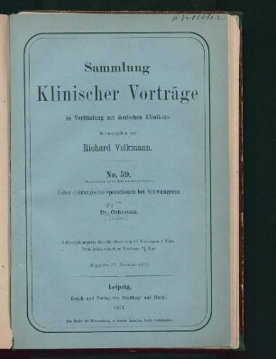 Ueber chirurgische Operationen bei Schwangeren