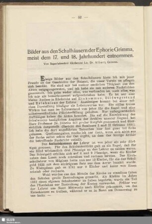 Bilder aus den Schulhäusern der Ephorie Grimma, meist dem 17. und 18. Jahrhundert entnommen