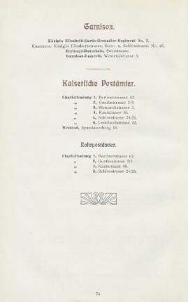 Garnison ; Kaiserliche Postämter