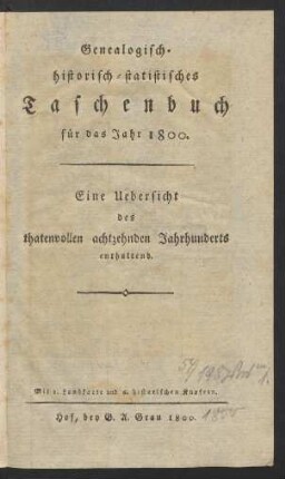 1800: Genealogisch-historisch-statistisches Taschenbuch
