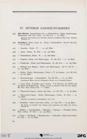 IV. Diverse Sammelnummern (Nr. 495-568)