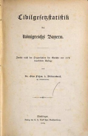 Civilgesetzstatistik des Königreichs Bayern