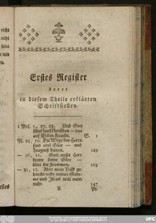 Erstes Register derer in diesem Theile erklärten Schriftstellen.
