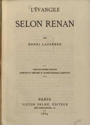 L'Évangile selon Renan par Henri Lasserre
