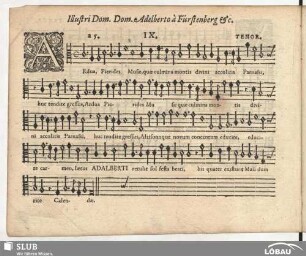 IX. Ardua, Pierides Musae : Illustri Dom. Dom. Alberto à Fürstenberg