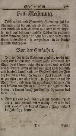 Falsi Rechnung.
