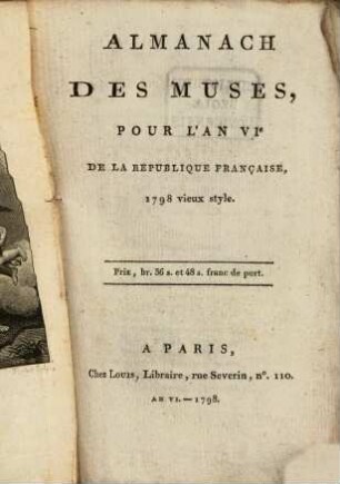 Almanach des muses : ou choix des poésies fugitives. 1798, 1798