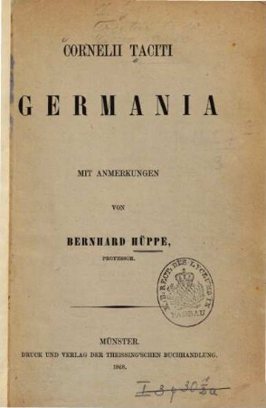 Cornelii Taciti Germania