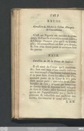 XXVIII. Caractére de Michel le Tellier Marquis de Courtenvaux.