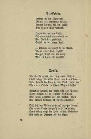 Erwählung. / Greise.