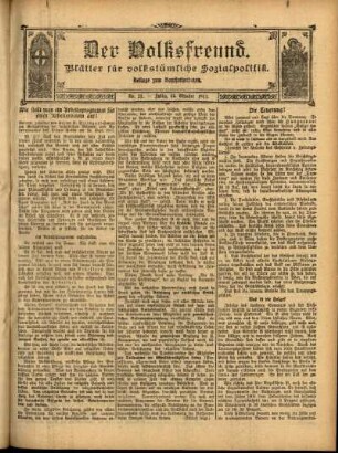 Ausgabe vom Sonntag, den 15. Oktober 1911.
