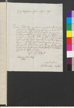 Brief von Hummel, Johann Erdmann an Goethe, Johann Wolfgang von