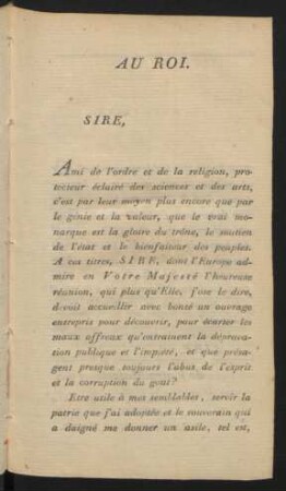 Au Roi. Sire,