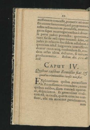 Caput IV. Quibus casibus Remissio fiat, & quod in criminalibus causis non fiat.